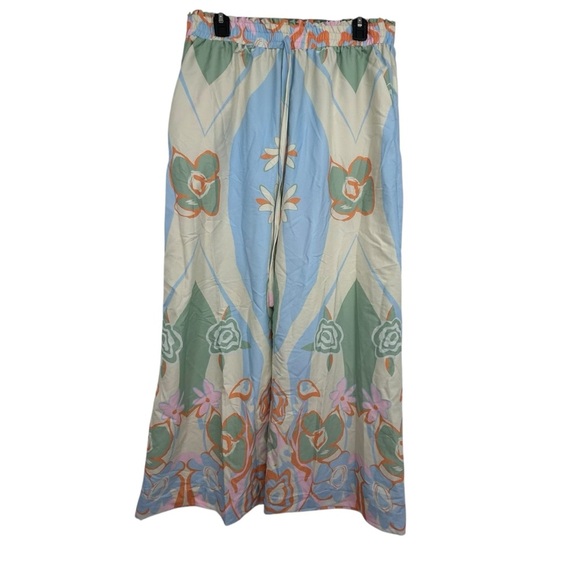 Boho Floral Print Two Piece Set Women’s XL | Smocked Crop Tank & Wide Leg Pants - Picture 9 of 14